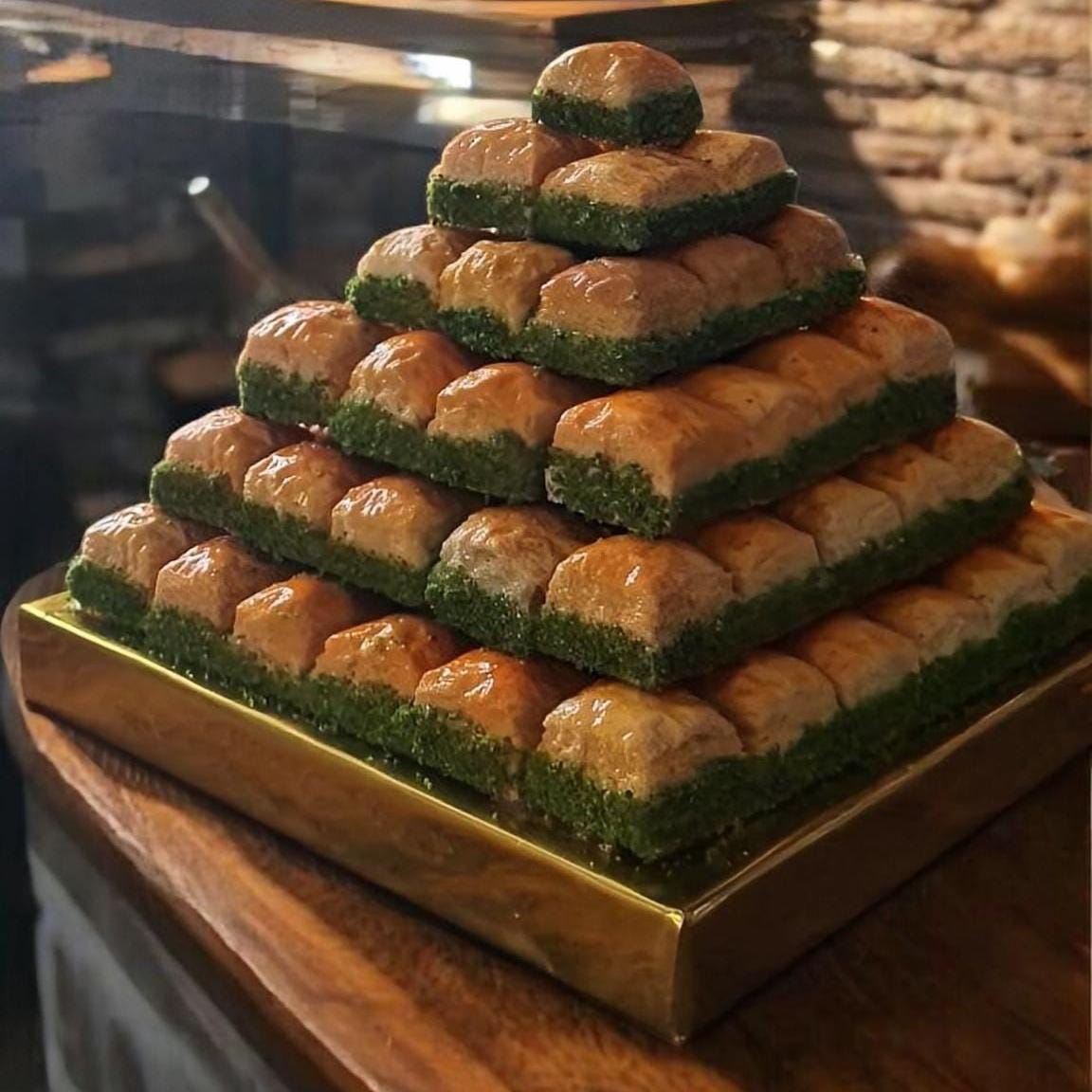 Fake Baklava Tower,  Hyper-Realistic Turkish Dessert for Pastry Shop Display