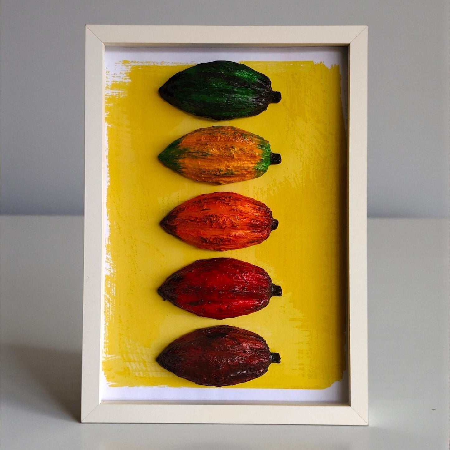 3D Mini Cocoa Fruits – Framed 3D Wall Sculpture
