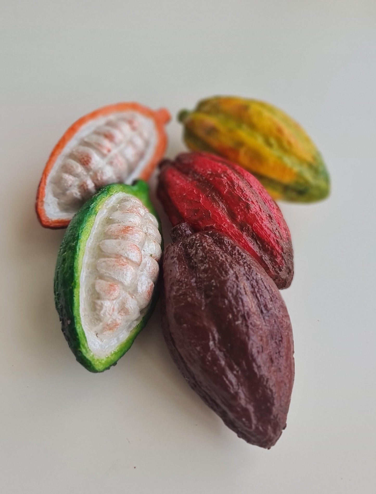 Mini Cocoa Fruit Replica Set: Chocolate Shop Display, Tropical Decor