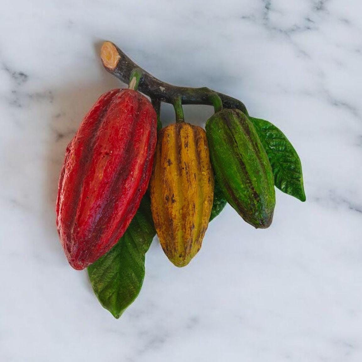 Faux Cocoa Fruit Tree Branch: Tropical Plant Decoration
