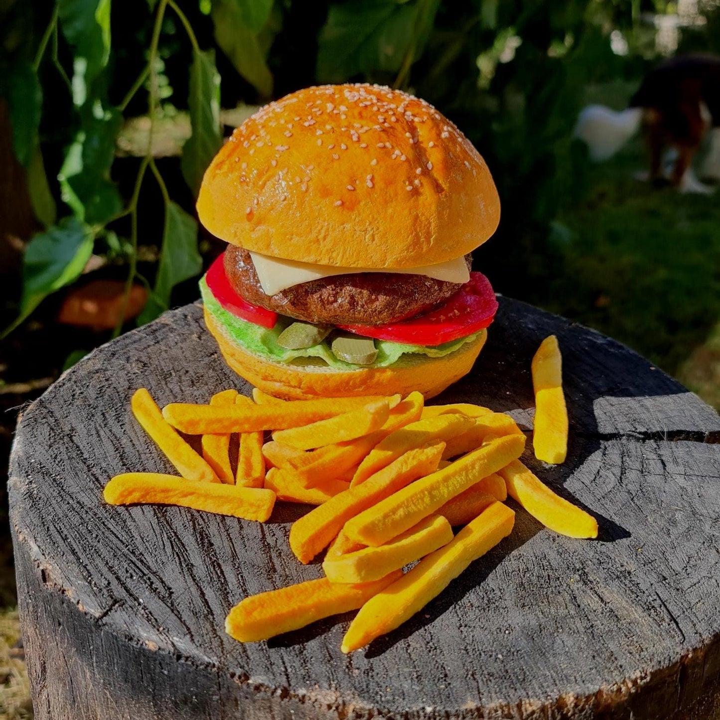Realistic Fake Hamburger & Fries: Restaurant Display, Photography Prop