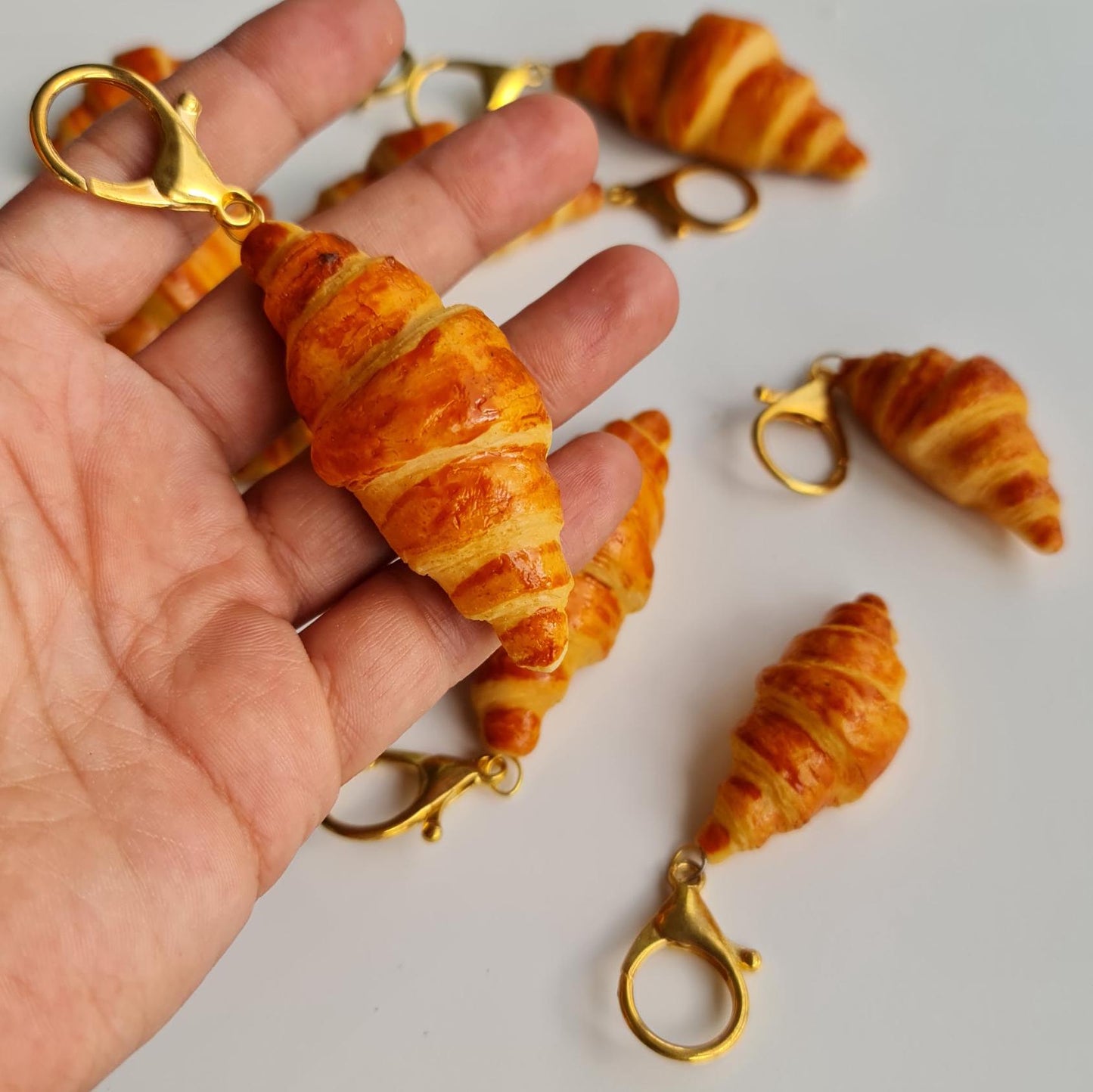 Mini Croissant Keychain 3 Pcs: Handmade Realistic Food Art Gift