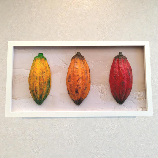 3D Cocoa Fruit Trio – Framed Real Size Wall Art