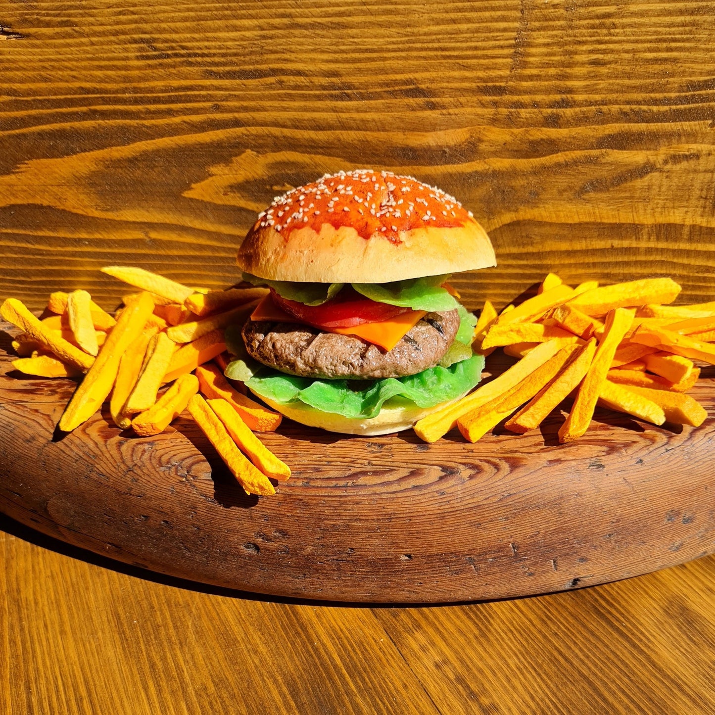 Realistic Fake Hamburger & Fries: Restaurant Display, Photography Prop