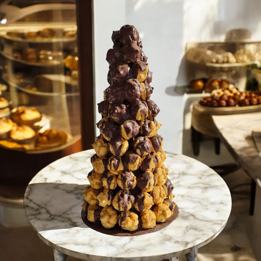 Realistic Profiterole Tower for Pastry Shop Display