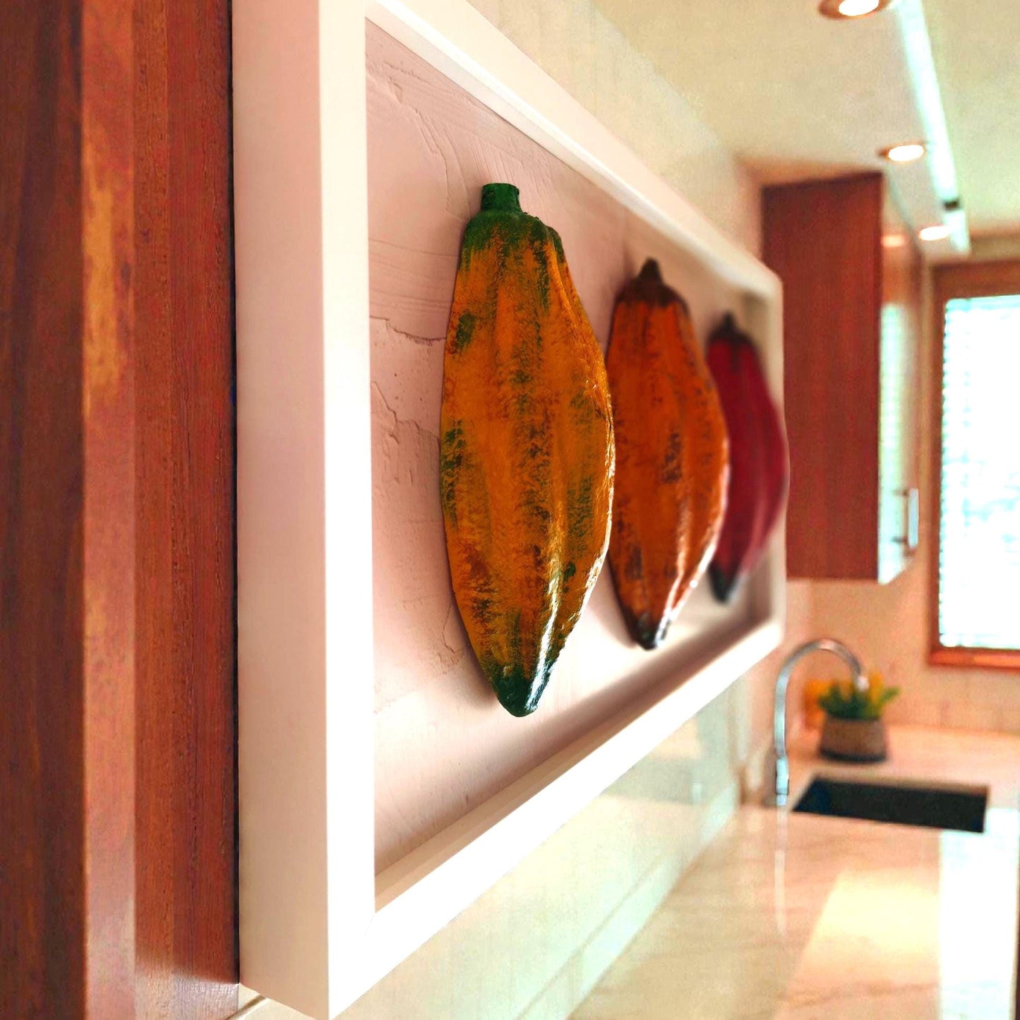 3D Cocoa Fruit Trio – Framed Real Size Wall Art