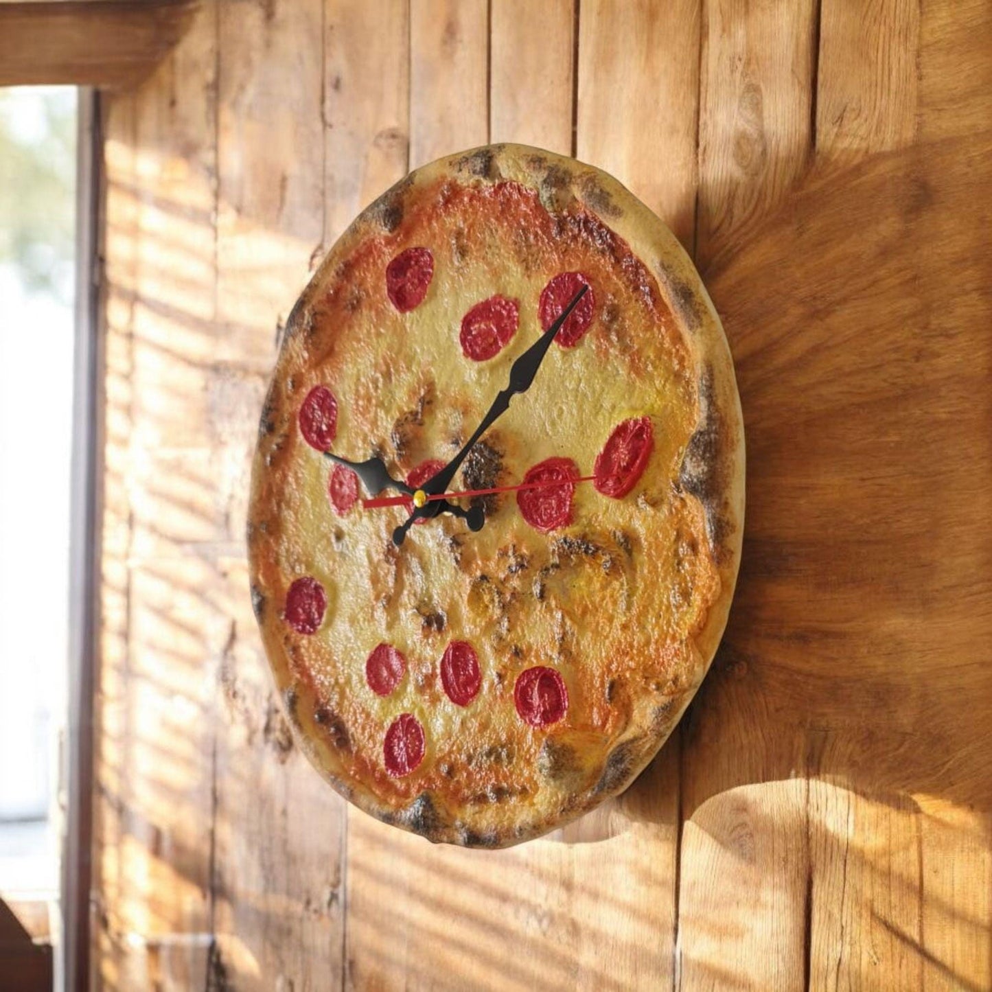 3D Pizza Wall Clock: Handmade Realistic Kitchen Decor
