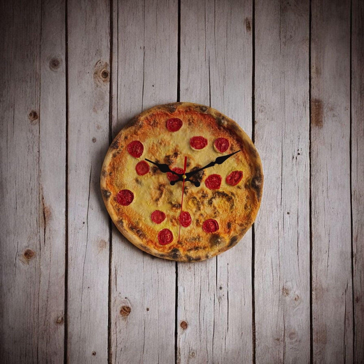 3D Pizza Wall Clock: Handmade Realistic Kitchen Decor