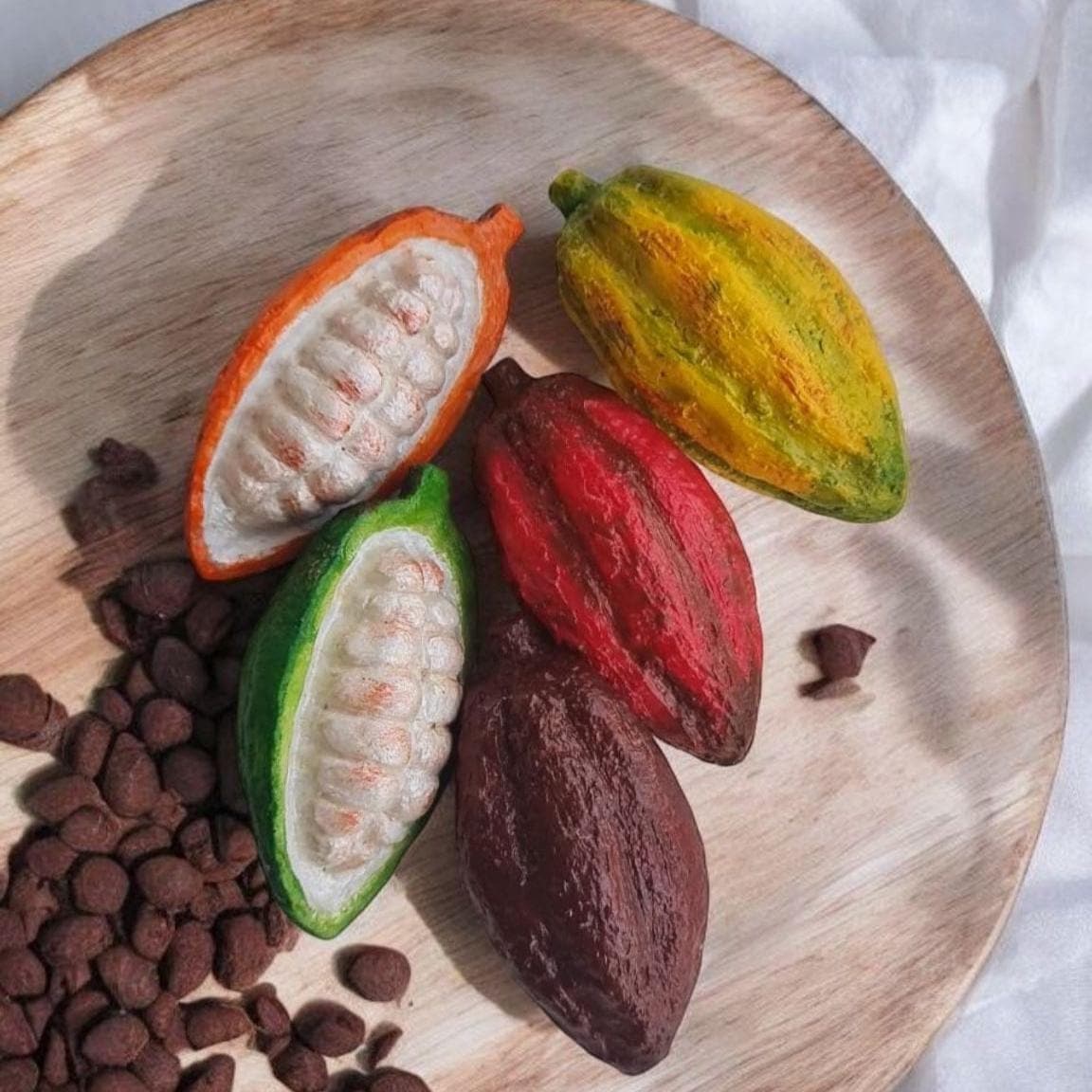 Mini Cocoa Fruit Replica Set: Chocolate Shop Display, Tropical Decor