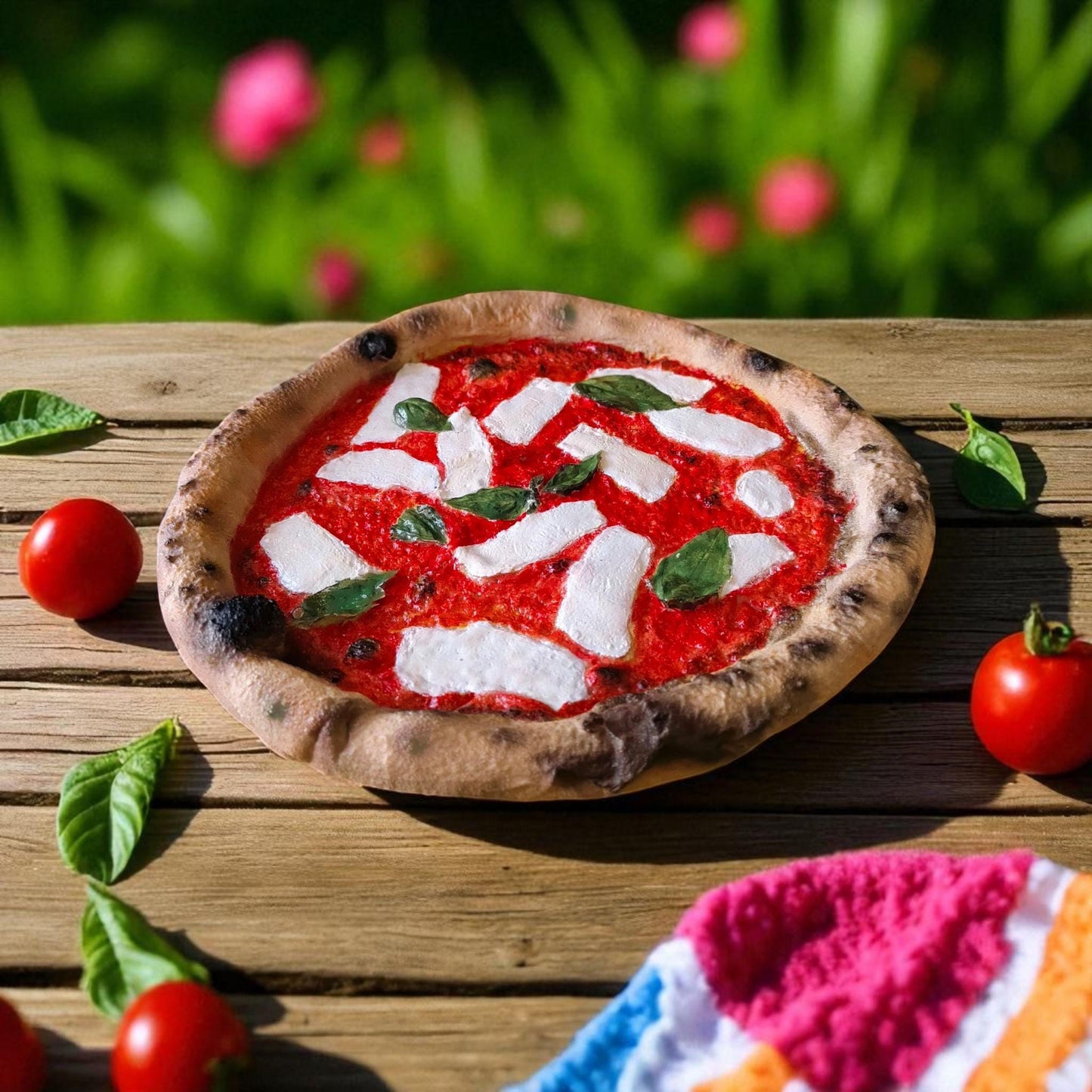 Realistic Neapolitan Pizza Replica: Handmade Faux Food Decor