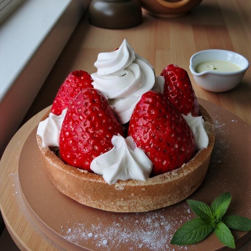 Realistic Fake Tart – Chocolate Banana, Lemon or Strawberry, 10 cm Replica Dessert Prop