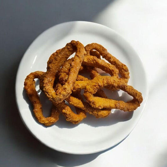 Realistic Fried Calamari Set: Faux Seafood Display with Lemon