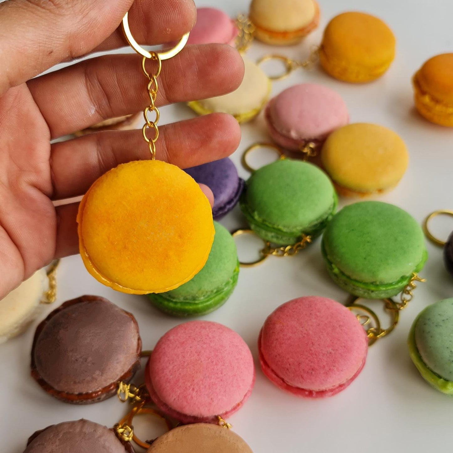 Handmade Macaron Keychain Set of 5: Realistic Food Art Gift