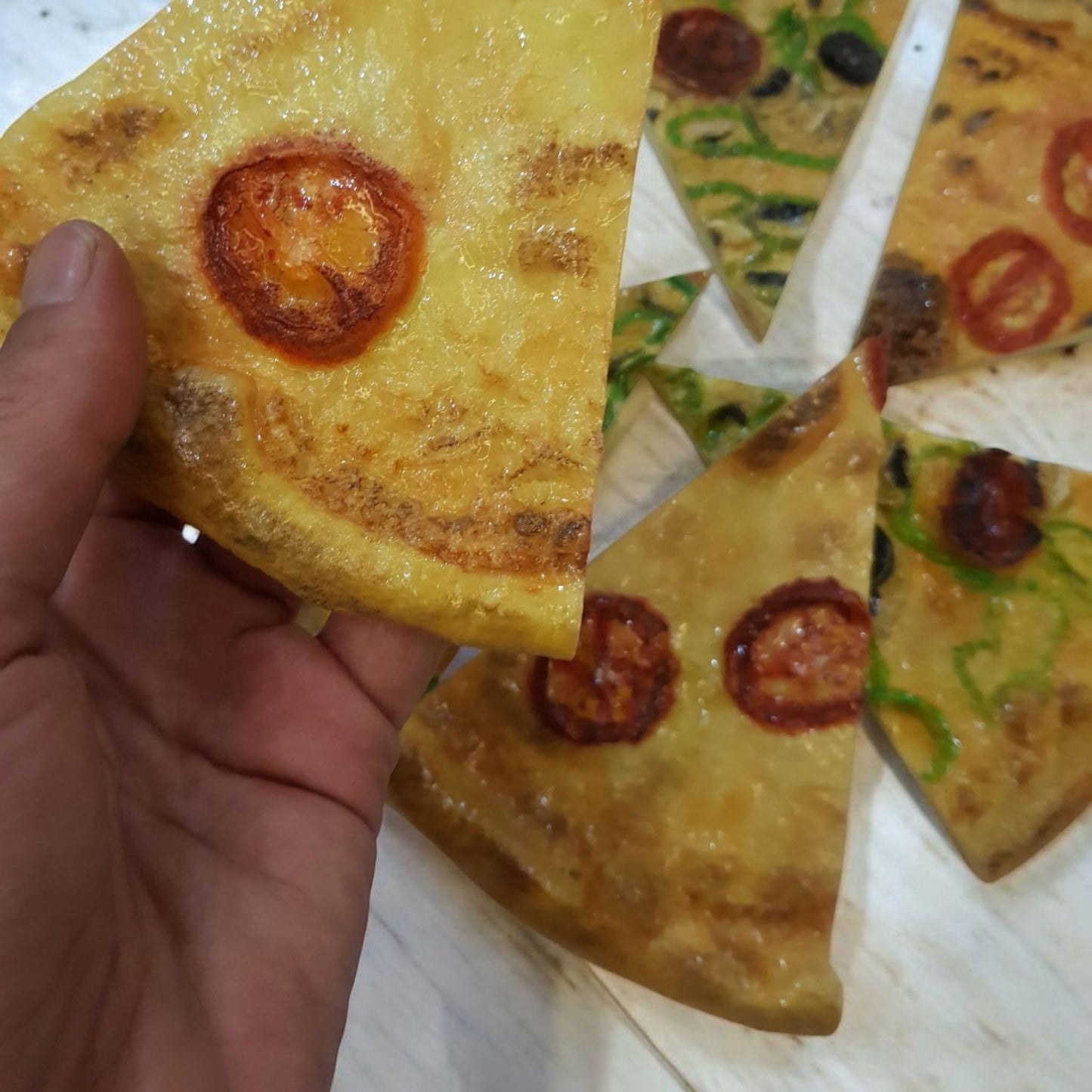 Realistic Fake Pizza Slice: Italian Food Display Prop, Kitchen Decor