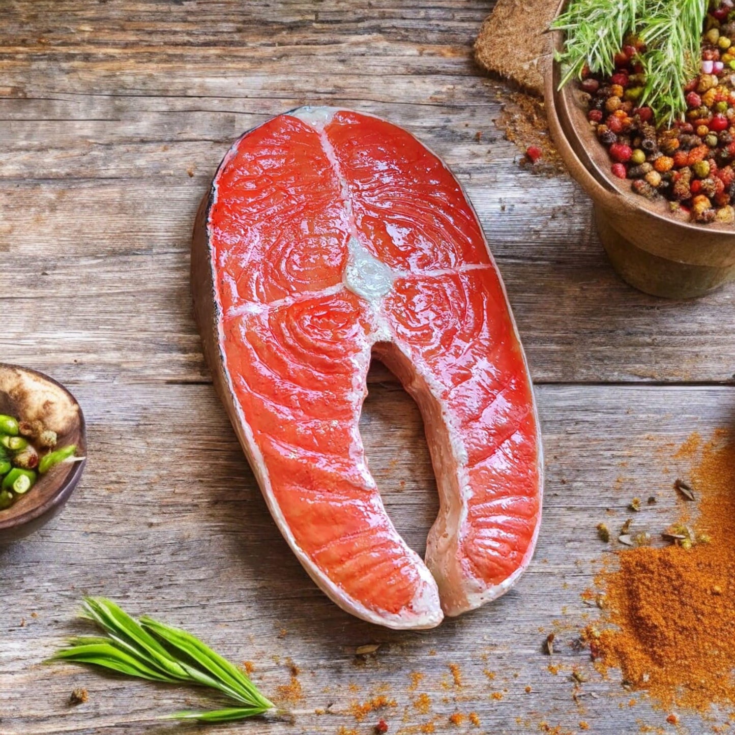 Replica Salmon Fish Slice: Seafood Display Prop