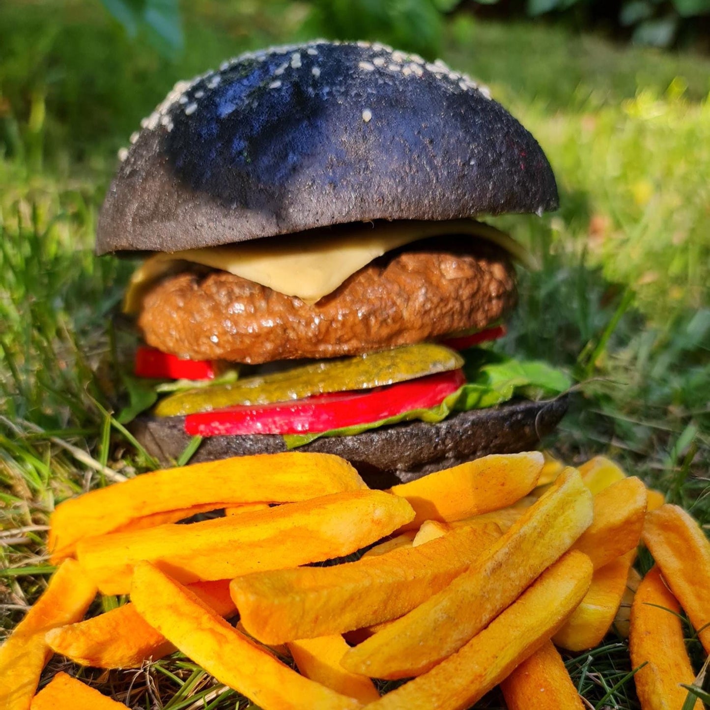 Realistic Fake Hamburger & Fries: Restaurant Display, Photography Prop