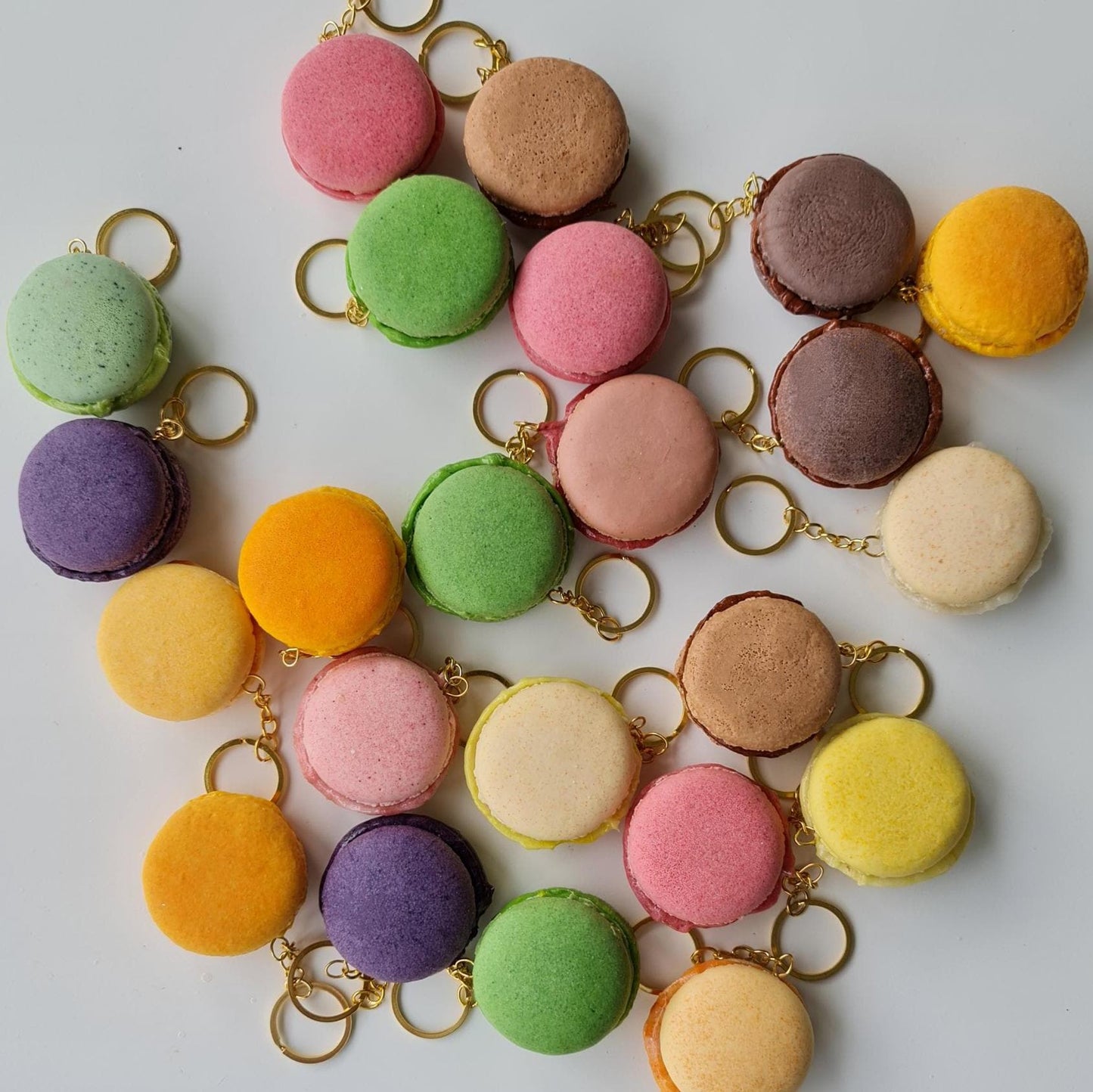 Handmade Macaron Keychain Set of 5: Realistic Food Art Gift