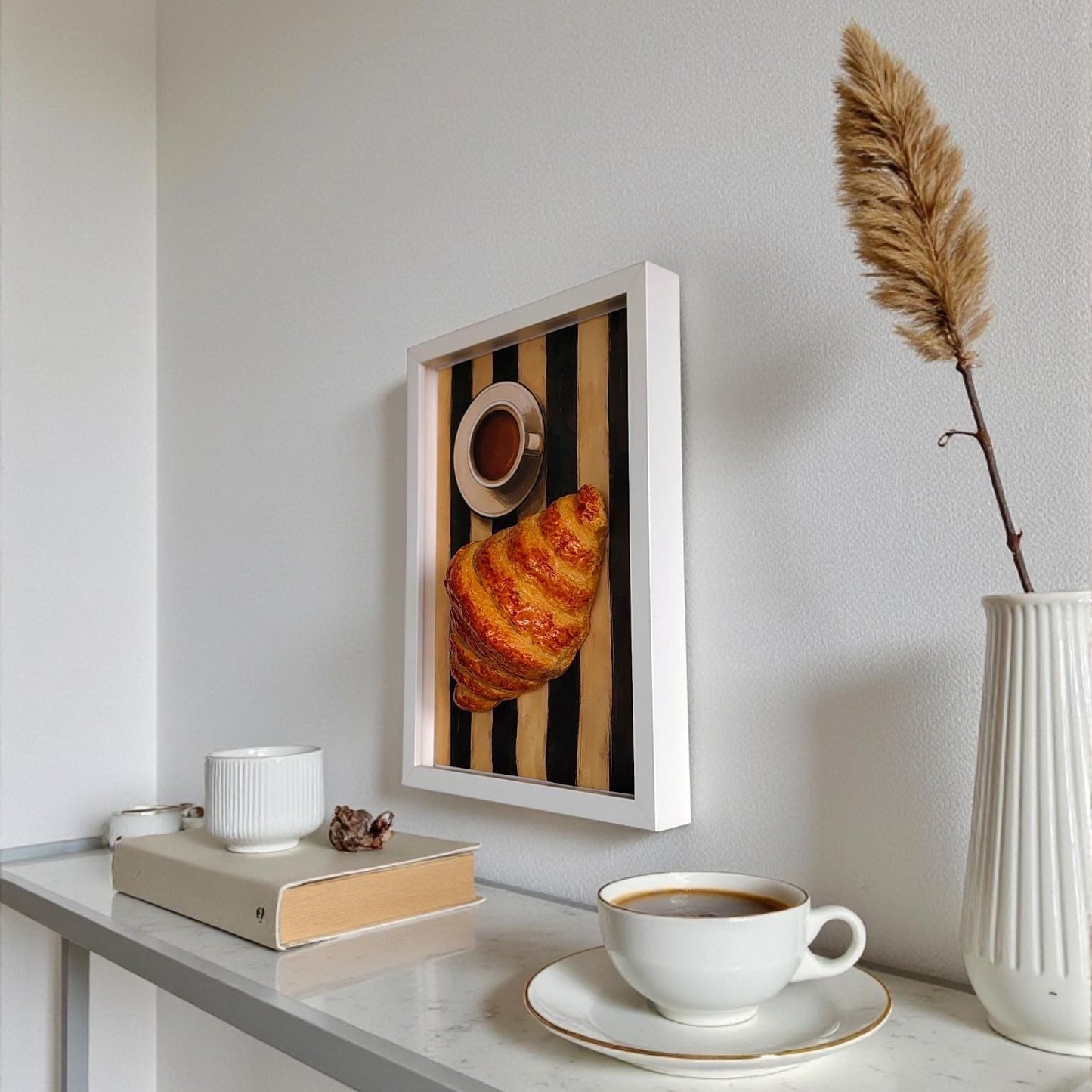 3D Fake Croissant Wall Art – Framed Replica Food Art