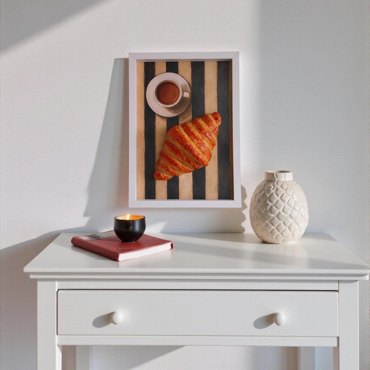 3D Fake Croissant Wall Art – Framed Replica Food Art