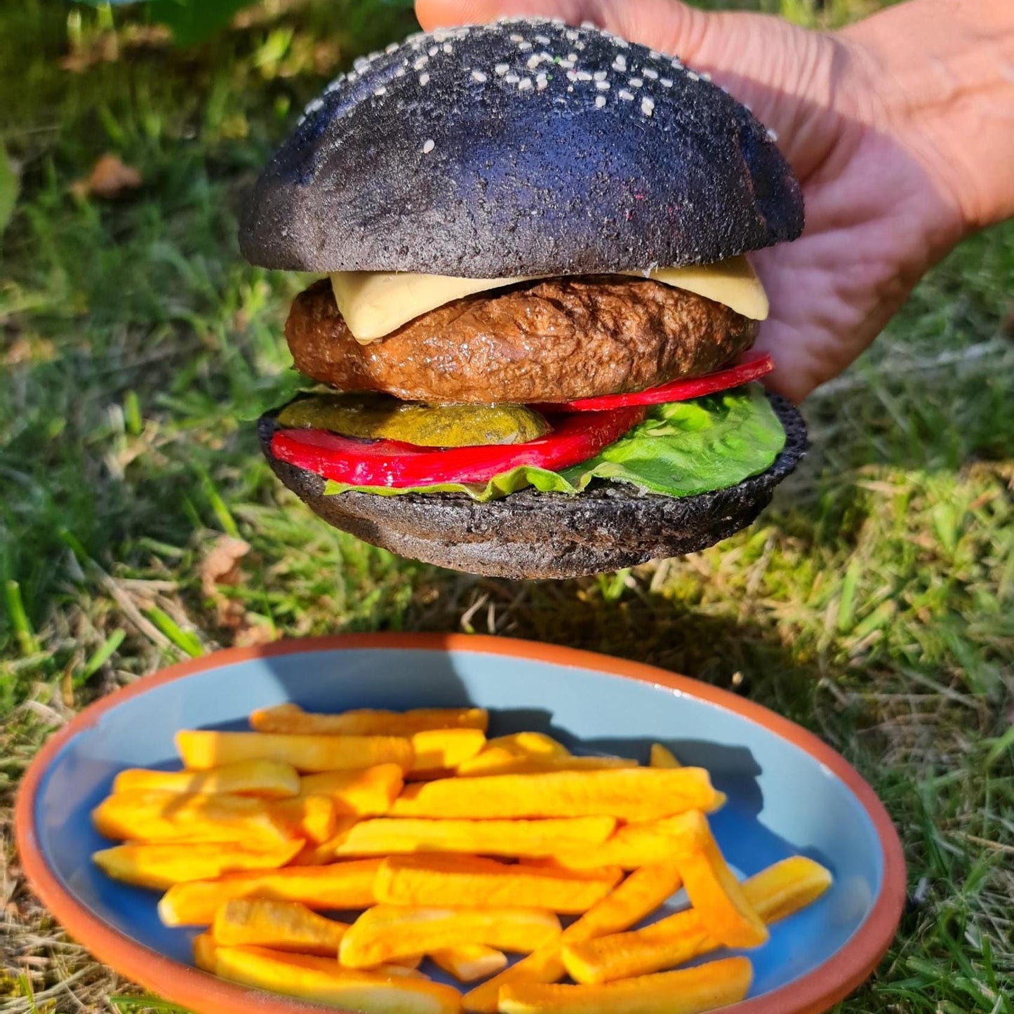Realistic Fake Hamburger & Fries: Restaurant Display, Photography Prop