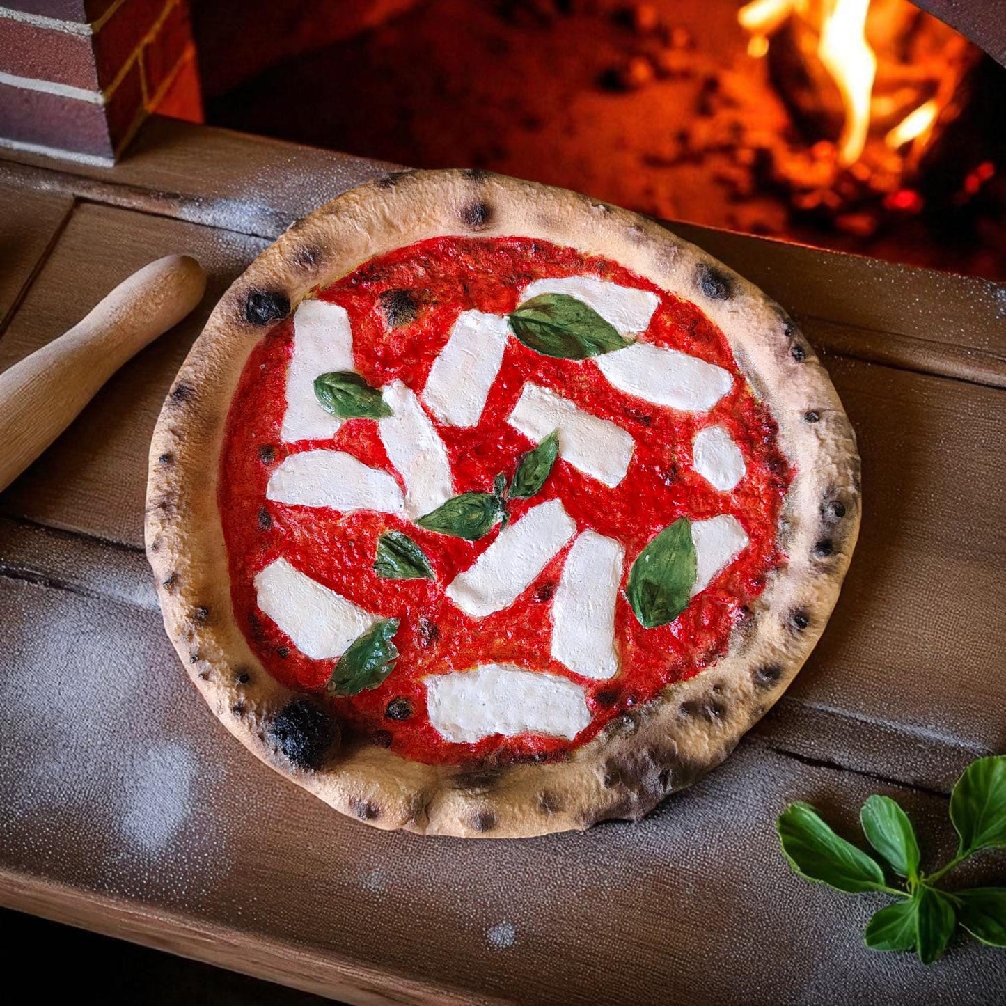 Realistic Neapolitan Pizza Replica: Handmade Faux Food Decor
