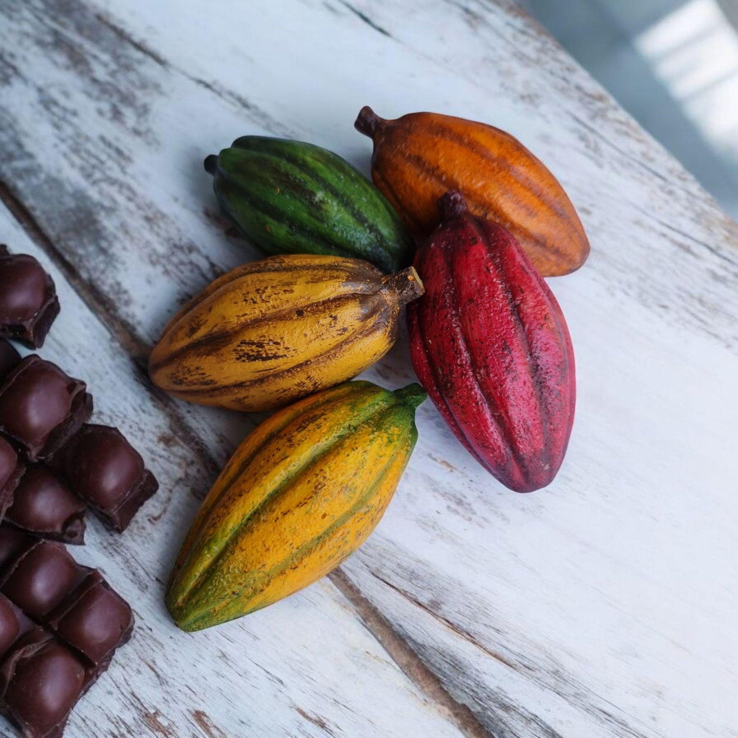 Mini Cocoa Fruit Replica Set: Chocolate Shop Display, Tropical Decor