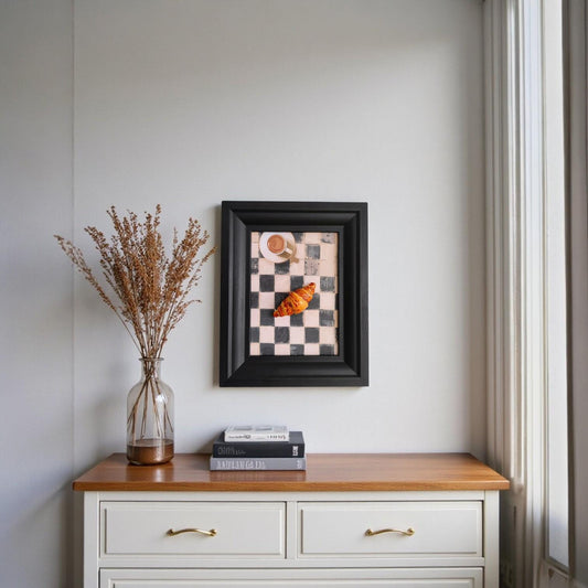 Framed 3D Mini Croissant – Realistic Bakery Wall Decor, Pastry Shop Display Art