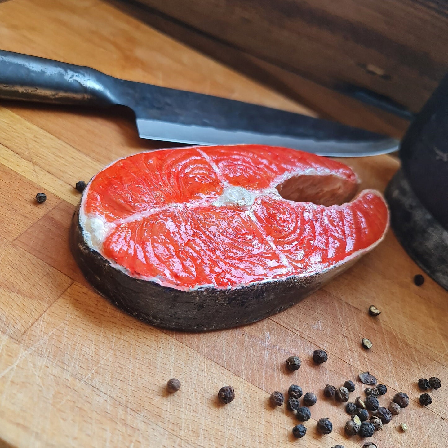 Replica Salmon Fish Slice: Seafood Display Prop